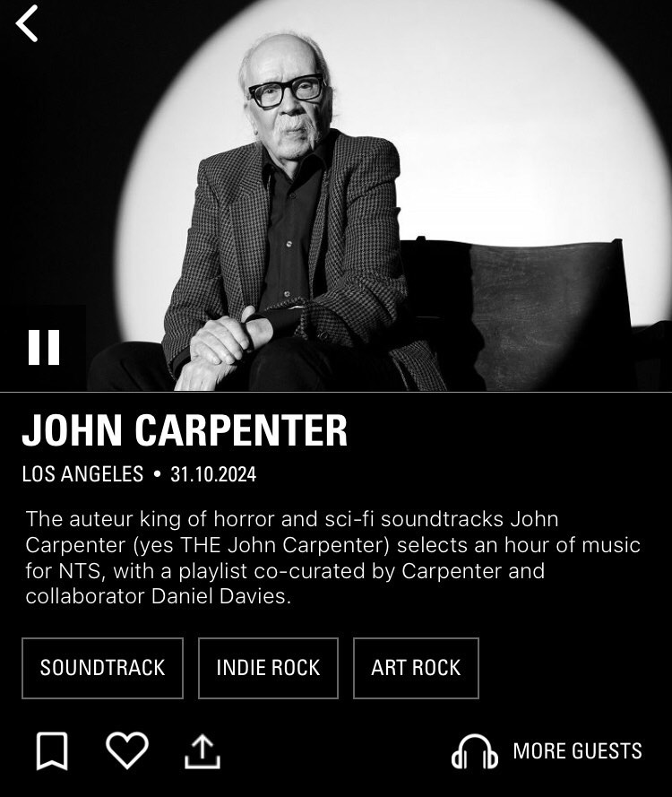 Goblin, Lou Reed, Tangerine Dream… John Carpenter donne sa playlist idéale sur NTS